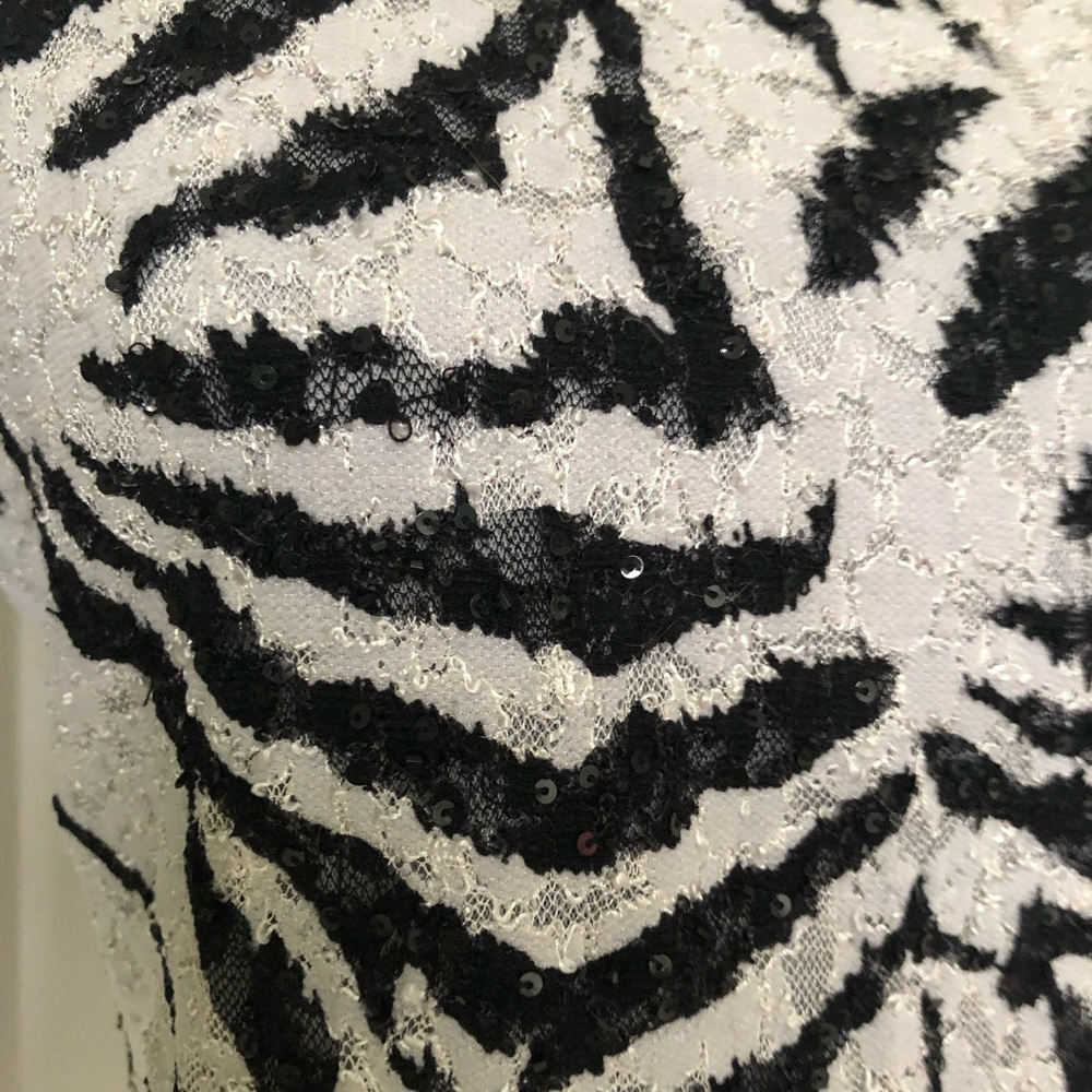 Black and White Sequin Zebra Print Top